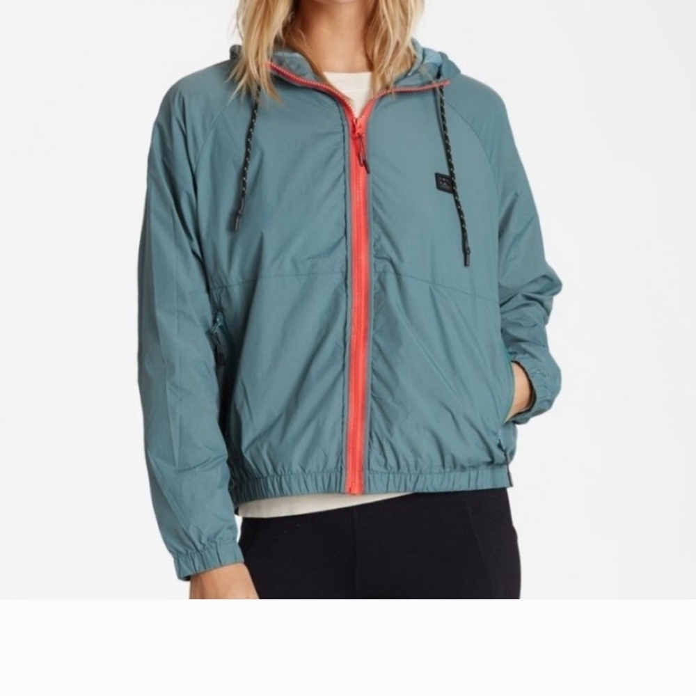 Billabong A/Division Windbreaker In Teal And Coral